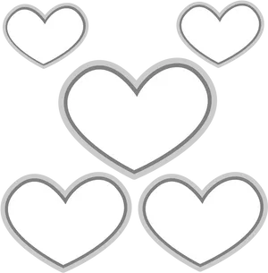 White Hearts Black Background PNG Image