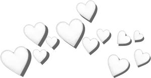 White Heartson Black Background PNG Image