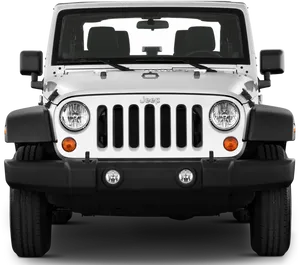 White Jeep Wrangler Front View PNG Image