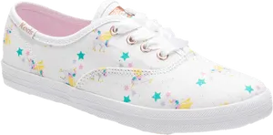 White Kids Sneakerwith Colorful Stars PNG Image