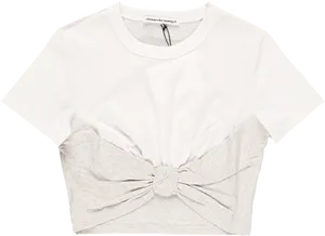 White Knotted Crop Top PNG Image