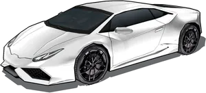 White Lamborghini Huracan Side View PNG Image