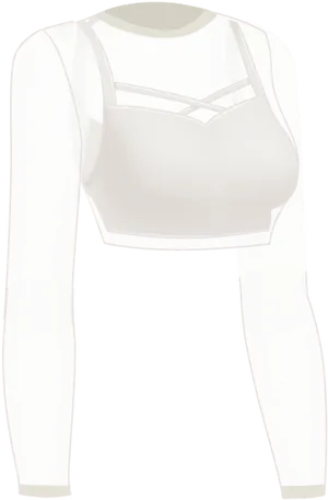 White Long Sleeve Crop Top Design PNG Image