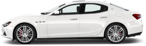 White Luxury Sedan Side View PNG Image