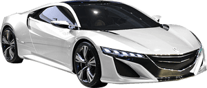White Luxury Sports Car Profile PNG with transparent background