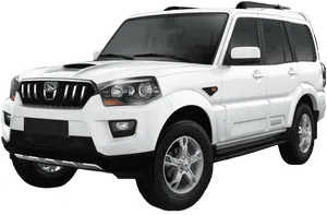 White Mahindra Scorpio S U V PNG Image