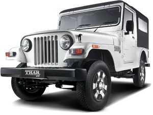 White Mahindra Thar D I S U V PNG Image