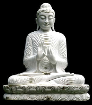 White Marble Buddha Statue PNG image with transparent background