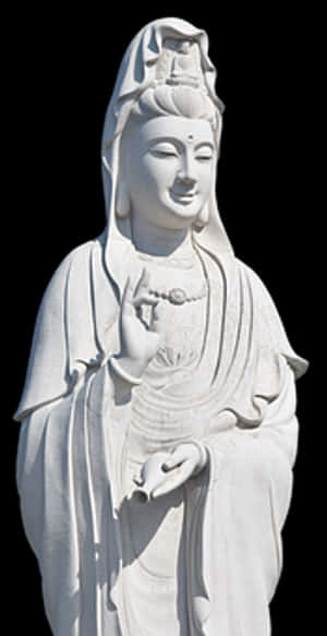White Marble Guan Yin Statue PNG image with transparent background