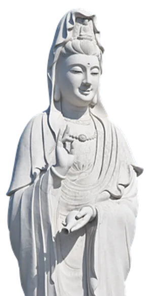 White Marble Guan Yin Statue PNG Image