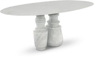 White Marble Oval Tabletop PNG Image