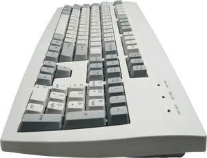 White Mechanical Keyboard Perspective View PNG Image