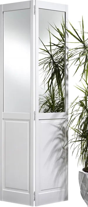 White Modern Interior Doorwith Glass PNG Image