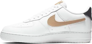 White Nike Air Force1with Tan Swoosh PNG Image