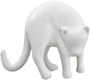 White Plaster Cat Sculpture PNG Image