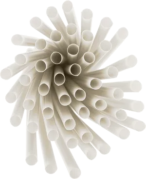 White Plastic Straws Bundle PNG Image