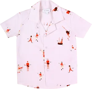 White Polo Shirtwith Red Printed Design PNG Image