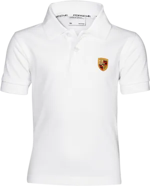 White Porsche Branded Polo Shirt PNG Image