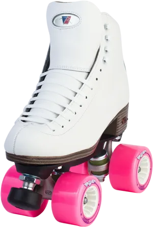 White Quad Roller Skate Pink Wheels PNG Image