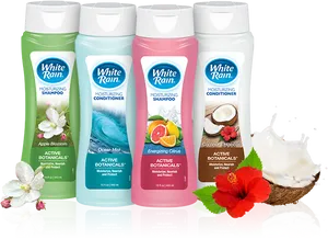 White Rain Shampooand Conditioner Collection PNG Image