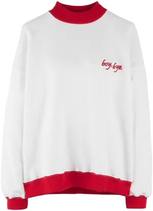 White Red Sweatshirt Boy Bye Embroidery PNG Image