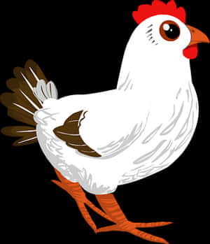 White Rooster Cartoon Illustration PNG image with transparent background