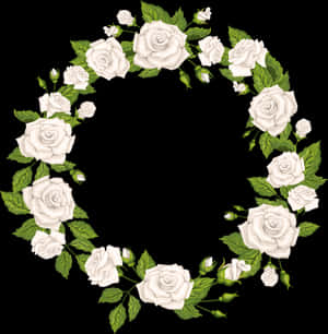 White Rose Wreath Black Background PNG image with transparent background