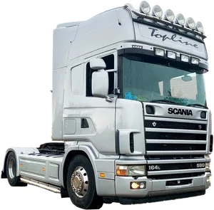 White Scania164 L580 Topline Truck PNG Image