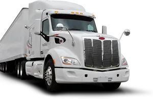 White Semi Truck Container Transport PNG Image