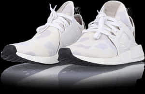 White Sneakers Reflective Surface PNG image with transparent background