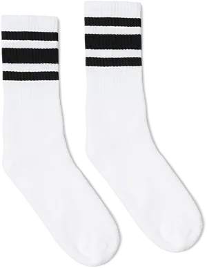 White Striped Crew Socks PNG Image