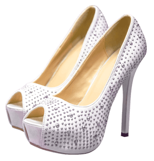 White Studded High Heels PNG image with transparent background