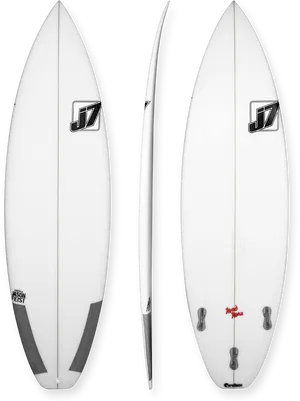 White Surfboard Triple Fin Setup PNG Image