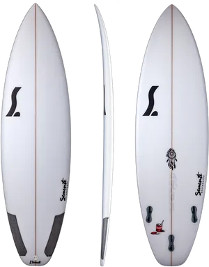 White Surfboard Triple View PNG Image