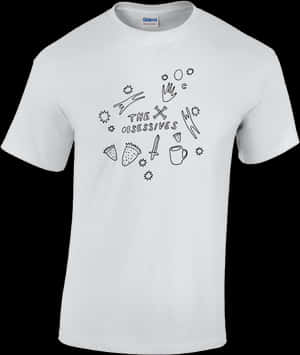 White T Shirtwith Doodle Design PNG image with transparent background