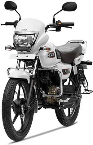 White T V S Motorcycle Studio Shot PNG Image