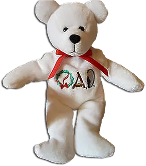 White Teddy Bear With Dad Embroidery PNG Image