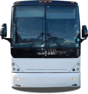 White Tour Bus Front View PNG image with transparent background