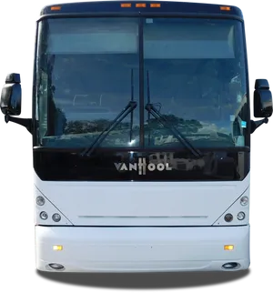 White Tour Bus Front View PNG Image