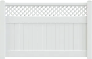 White Vinyl Lattice Top Fence PNG Image