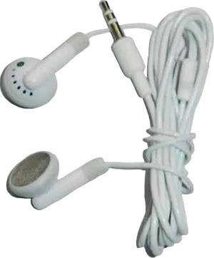 White Wired Earbudswith3.5mm Plug PNG Image