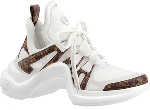 Whiteand Brown Sporty Sneaker.png PNG Image