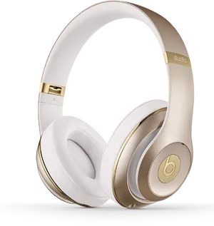 Whiteand Gold Over Ear Headphones PNG Image