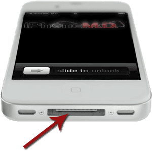 Whitei Phone Charging Port PNG with transparent background