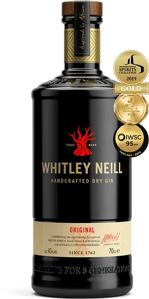 Whitley Neill Handcrafted Dry Gin Bottle PNG Image