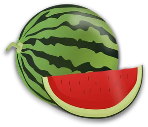 Whole Watermelonand Slice Graphic PNG Image