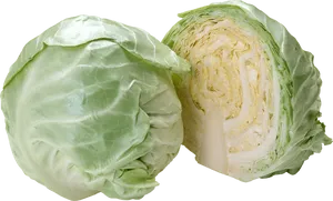 Wholeand Half Cabbage PNG Image