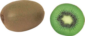 Wholeand Halved Kiwi Fruit PNG Image