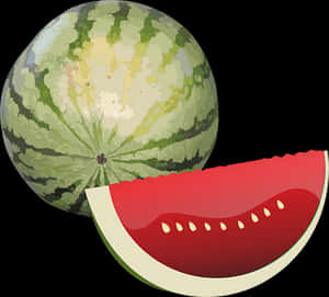 Wholeand Sliced Watermelon Illustration PNG image with transparent background