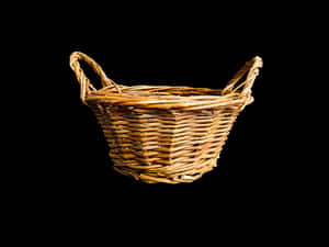 Wicker Basket Black Background PNG image with transparent background
